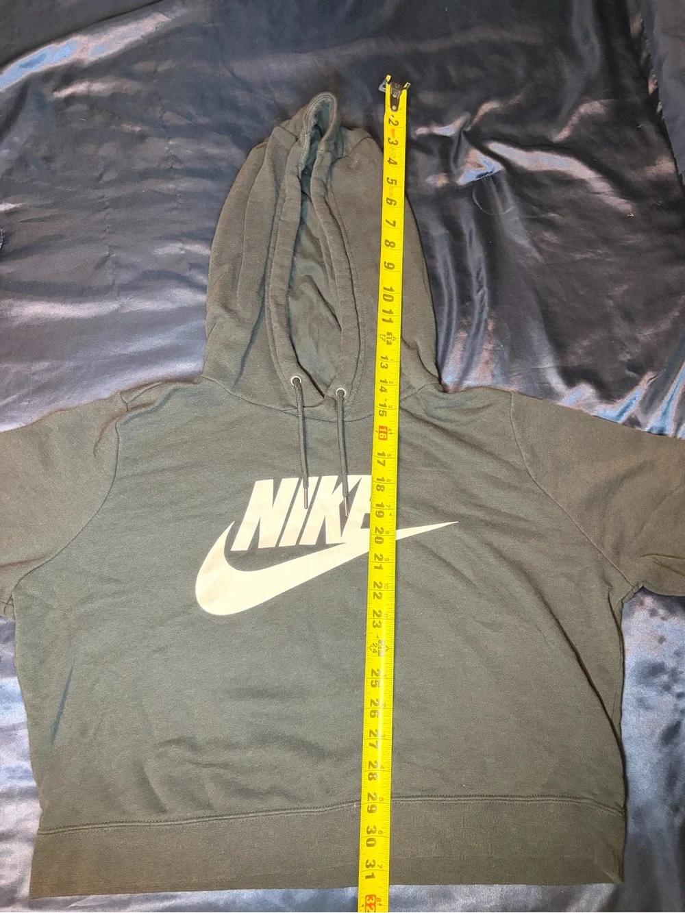 Nike Black Crewneck Crop Hoodie with White Swoosh